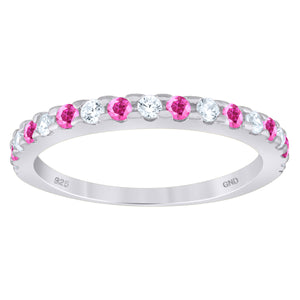 925 Sterling Silver Womens White Pink Cubic-Zirconia Ring Size 6