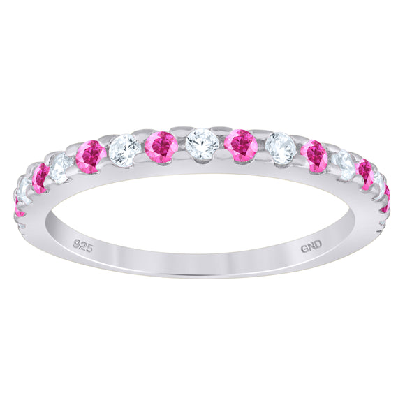925 Sterling Silver Womens White Pink Cubic-Zirconia Ring Size 6