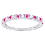 925 Sterling Silver Womens White Pink Cubic-Zirconia Ring Size 7