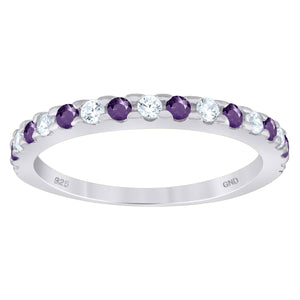 925 Sterling Silver Womens White Purple Cubic-Zirconia Ring Size 7