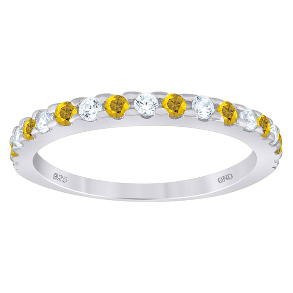 925 Sterling Silver Womens White Yellow Cubic-Zirconia Ring Size 6