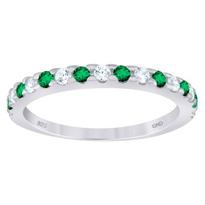 925 Sterling Silver Womens White Green Cubic-Zirconia Ring Size 7