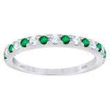 925 Sterling Silver Womens White Green Cubic-Zirconia Ring Size 8