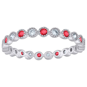 925 Sterling Silver Womens White Red Cubic-Zirconia Ring Size 7