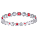 925 Sterling Silver Womens White Red Cubic-Zirconia Ring Size 7