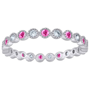 925 Sterling Silver Womens White Pink Cubic-Zirconia Ring Size 7