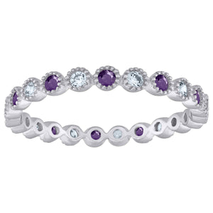 925 Sterling Silver Womens White Purple Cubic-Zirconia Ring Size 7