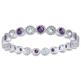 925 Sterling Silver Womens White Purple Cubic-Zirconia Ring Size 8