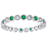 925 Sterling Silver Womens White Green Cubic-Zirconia Ring Size 8