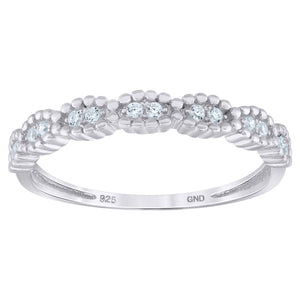 925 Sterling Silver Womens Cubic Zirconia Semi Eternity Stackable Wedding Band Ring Size 6