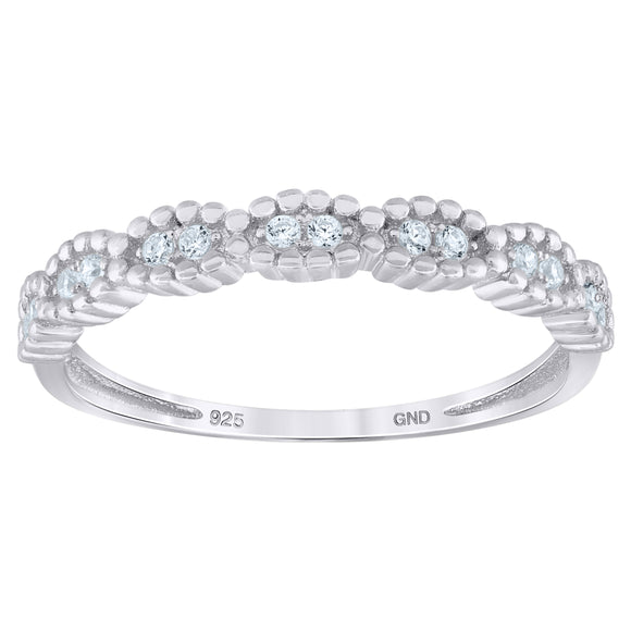 925 Sterling Silver Womens Cubic Zirconia Semi Eternity Stackable Wedding Band Ring Size 6