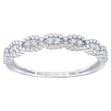 925 Sterling Silver Womens Cubic Zirconia Semi Eternity Stackable Wedding Band Ring Size 7