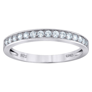 925 Sterling Silver Womens Cubic Zirconia Semi Eternity Stackable Wedding Band Ring Size 6