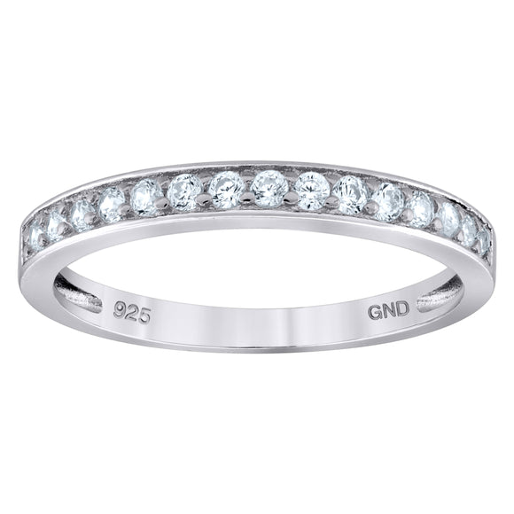 925 Sterling Silver Womens Cubic Zirconia Semi Eternity Stackable Wedding Band Ring Size 6