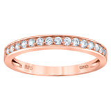 925 Sterling Silver Rose-Tone Womens Cubic Zirconia Semi Eternity Stackable Wedding Band Ring Size 7