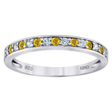925 Sterling Silver Womens White Yellow Cubic Zirconia Semi Eternity Stackable Wedding Band Ring Size 8