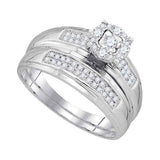 10kt White Gold His Hers Round Diamond Solitaire Matching Wedding Set 1/3 Cttw