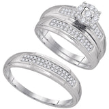 10kt White Gold His Hers Round Diamond Solitaire Matching Wedding Set 1/3 Cttw