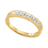 10kt Yellow Gold His Hers Round Diamond Cluster Matching Wedding Set 1/4 Cttw