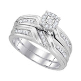 10kt White Gold His Hers Round Diamond Solitaire Matching Wedding Set 1/3 Cttw