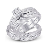 10kt White Gold His Hers Round Diamond Solitaire Matching Wedding Set 1/3 Cttw
