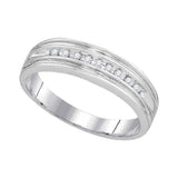 10kt White Gold His Hers Round Diamond Solitaire Matching Wedding Set 3/8 Cttw