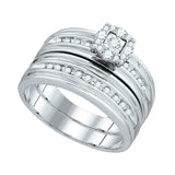 10kt White Gold His Hers Round Diamond Solitaire Matching Wedding Set 3/8 Cttw