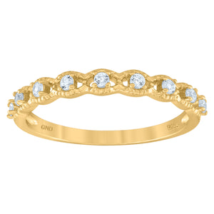 925 Sterling Silver Yellow-Tone Womens Cubic Zirconia Semi-Eternity Wedding Band Ring Size 6