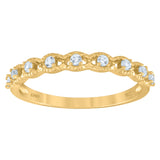 925 Sterling Silver Yellow-Tone Womens Cubic Zirconia Semi-Eternity Wedding Band Ring Size 8