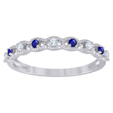 925 Sterling Silver Womens Royal Blue Cubic Zirconia Semi-Eternity Wedding Band Ring Size 6