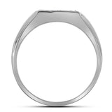 10kt White Gold Mens Round Diamond Diagonal Row Flat Top Fashion Ring 1/12 Cttw