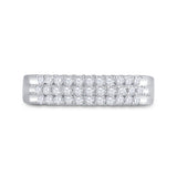 10kt White Gold Womens Round Diamond Triple Row Band Ring 1/2 Cttw