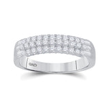 10kt White Gold Womens Round Diamond Triple Row Band Ring 1/2 Cttw