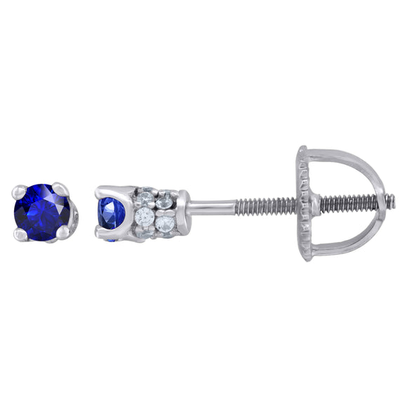 925 Sterling Silver Womens Royal Blue Cubic Zirconia 3mm Round Classic Studs Earrings