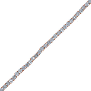 925 Sterling Silver Rose-Tone Women Cubic Zirconia Tennis 4mm Bracelet Size 8 Inches