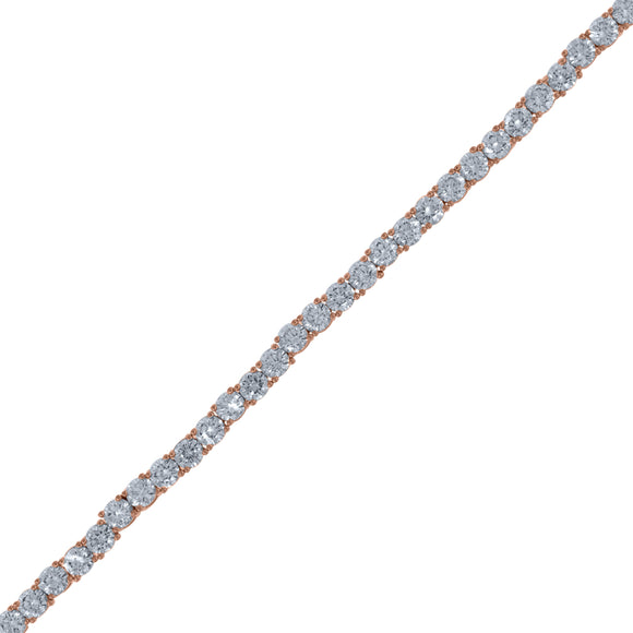 925 Sterling Silver Rose-Tone Women Cubic Zirconia Tennis 4mm Bracelet Size 8 Inches