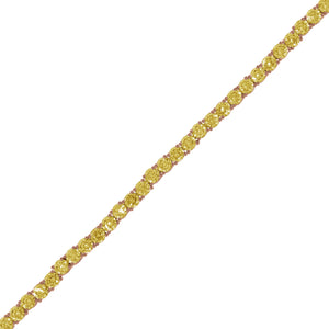 925 Sterling Silver Rose-Tone Women Yellow Cubic Zirconia Tennis 4mm Bracelet Size 8 Inches