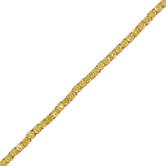 925 Sterling Silver Rose-Tone Women Yellow Cubic Zirconia Tennis 4mm Bracelet Size 8 Inches