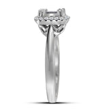 18kt White Gold Baguette Diamond Square Bridal Wedding Engagement Ring 3/8 Cttw