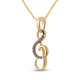 10kt Yellow Gold Womens Round Brown Diamond Treble Clef Music Pendant 1/10 Cttw