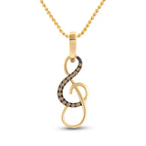10kt Yellow Gold Womens Round Brown Diamond Treble Clef Music Pendant 1/10 Cttw
