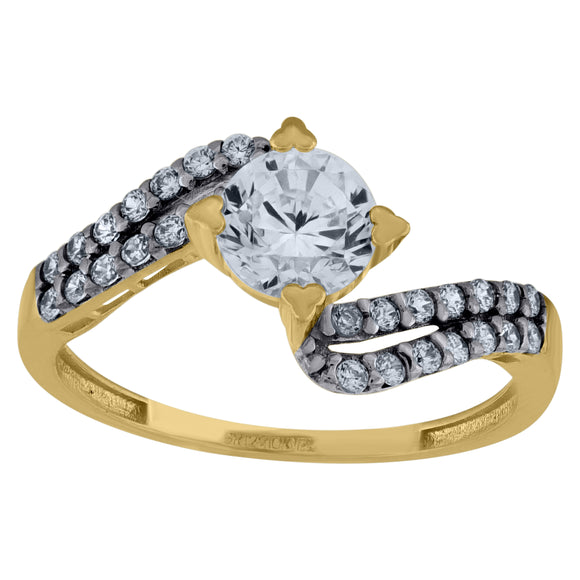 10kt Two-tone Gold Womens Round Cubic Zirconia Twisted Ring
