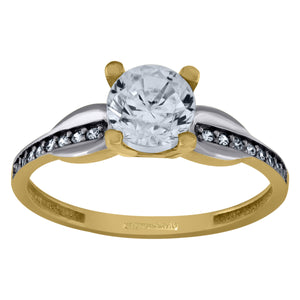 14kt Two-tone Gold Womens Cubic Zirconia Polished Finish Engagement Ring