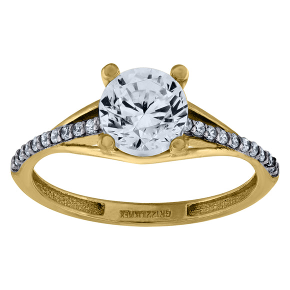 10kt Two-tone Gold Womens Round Cubic Zirconia Engagement Ring