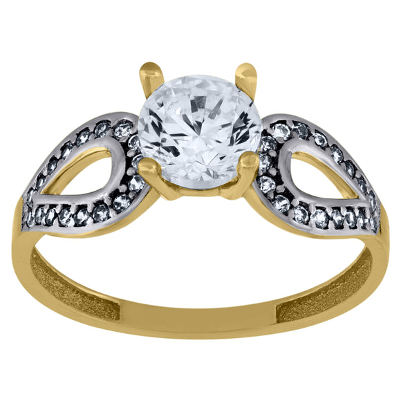 10kt Two-tone Gold Womens Round Cubic Zirconia Engagement Ring
