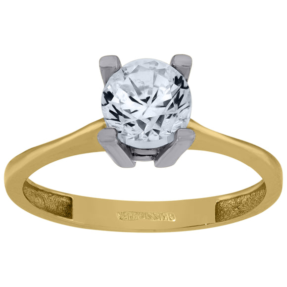 14kt Two-tone Gold Womens Cubic Zirconia Polished Finish Engagement Ring