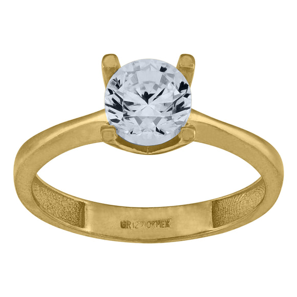 10kt Yellow Gold Womens Round Cubic Zirconia Engagement Ring