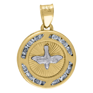 14kt Yellow Gold Unisex CZ Dove Peace Symbol Charm Pendant