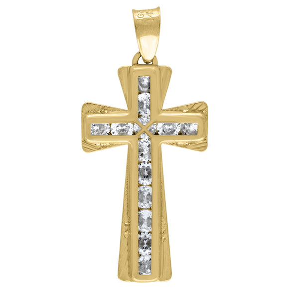14kt Yellow Gold Unisex CZ Cross Religious Charm Pendant