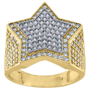 10kt Two-tone Gold CZ Mens Star Shape Pinky Ring Band